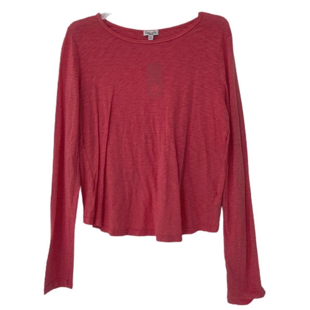 NWT Splendid Women's Crossback Long Sleeve Cotton Tee Pink Size M $80